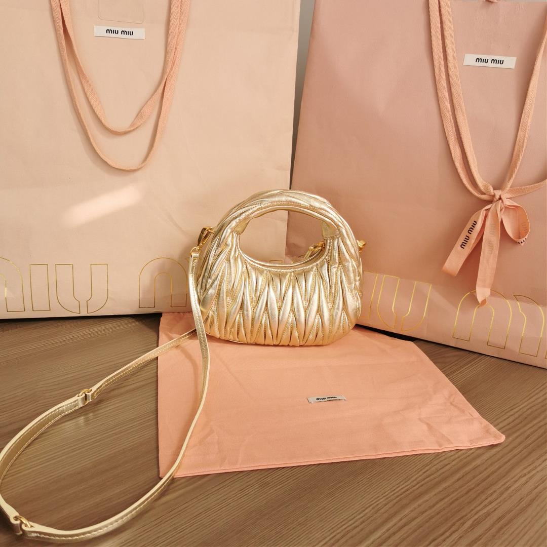 Small size The M familys new mini MiuWander handbag features imported lamb skin classic brand